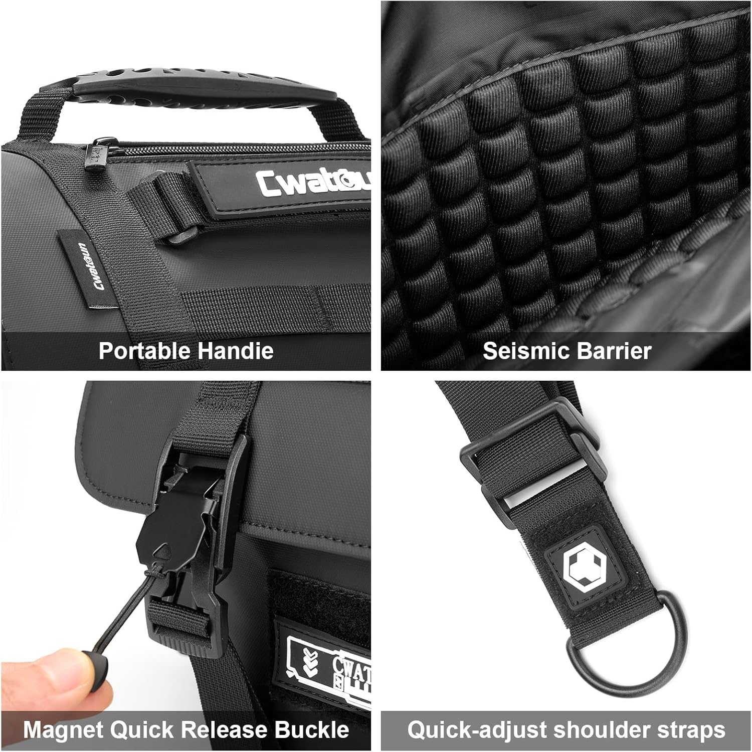 Cwatcun Camera Sling Bag, Waterproof Multifunction Photography Tactica Camera Crossbody Bag with Tripod Holder & Removable Accessory Bags for DSLR/SLR/Mirrorless Cameras - Medium - Image 6