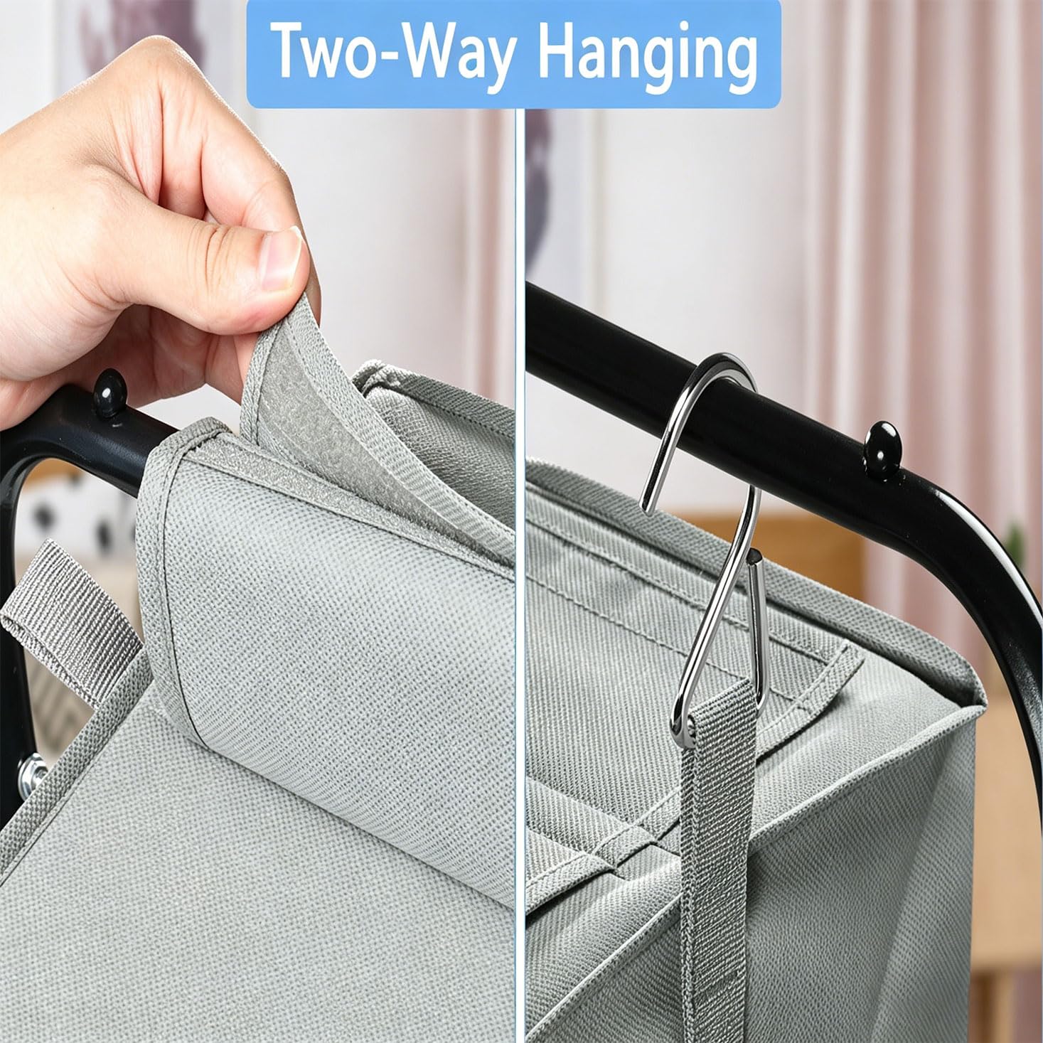 2 Hängeschrank Aufbewahrungstaschen mit sichtbaren Stofftaschen für Socken, Unterwäsche und Accessoires Robuste Oxford Konstruktion, faltbares Design, Hängeregale für den Kleiderschrank