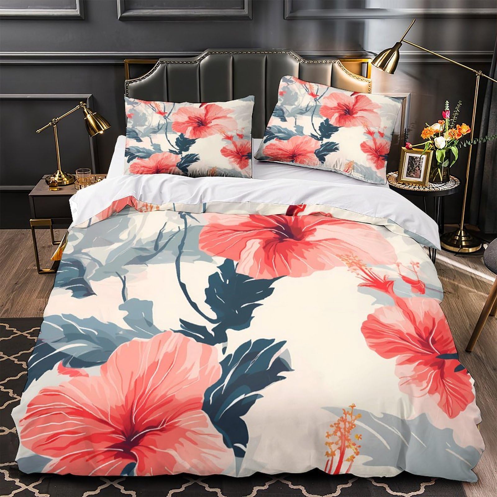 Parure de lit tropicale 135x200 pour une chambre de femme au style floral vintage et élégant