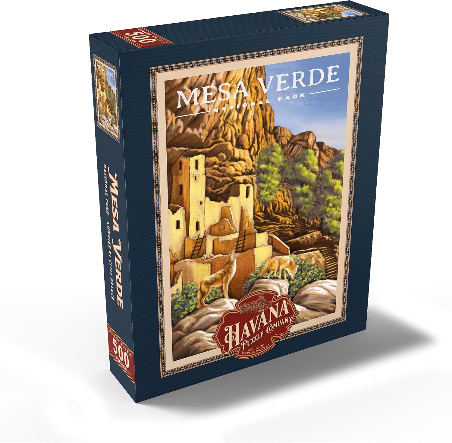 MyPuzzle Mesa Verde National Park - Sunrise At Cliff Palace, Vintage Travel Poster - Premium 500 Piece Jigsaw Puzzle for Adults