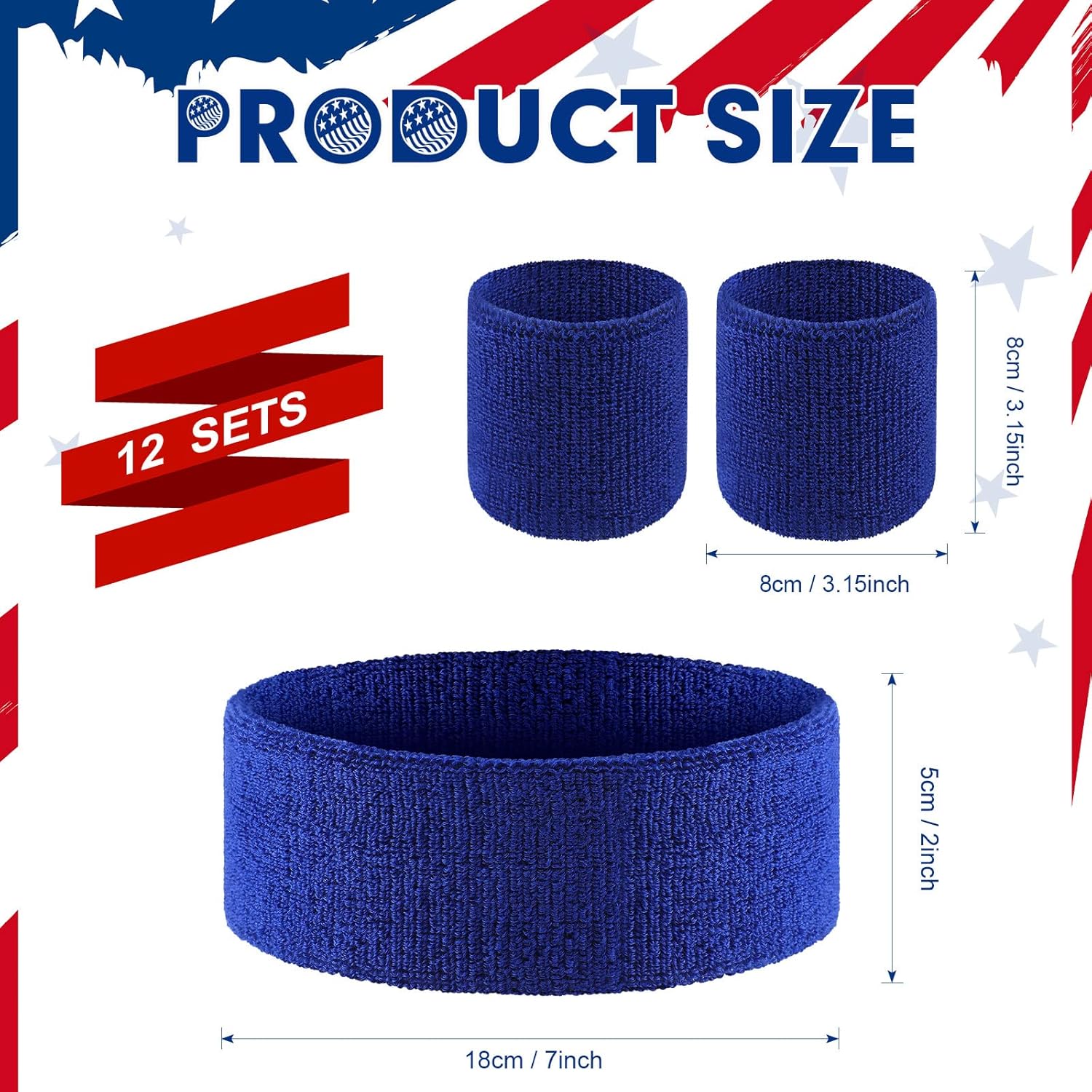 Deekin 12 Sets Neon Sweatbands Headband Colorful Wristband Set 80s Athletic Sweat Bands Bulk Gym Wristbands Football Wristbands for Men Women Activities Sports Basketball Tennis - Image 2