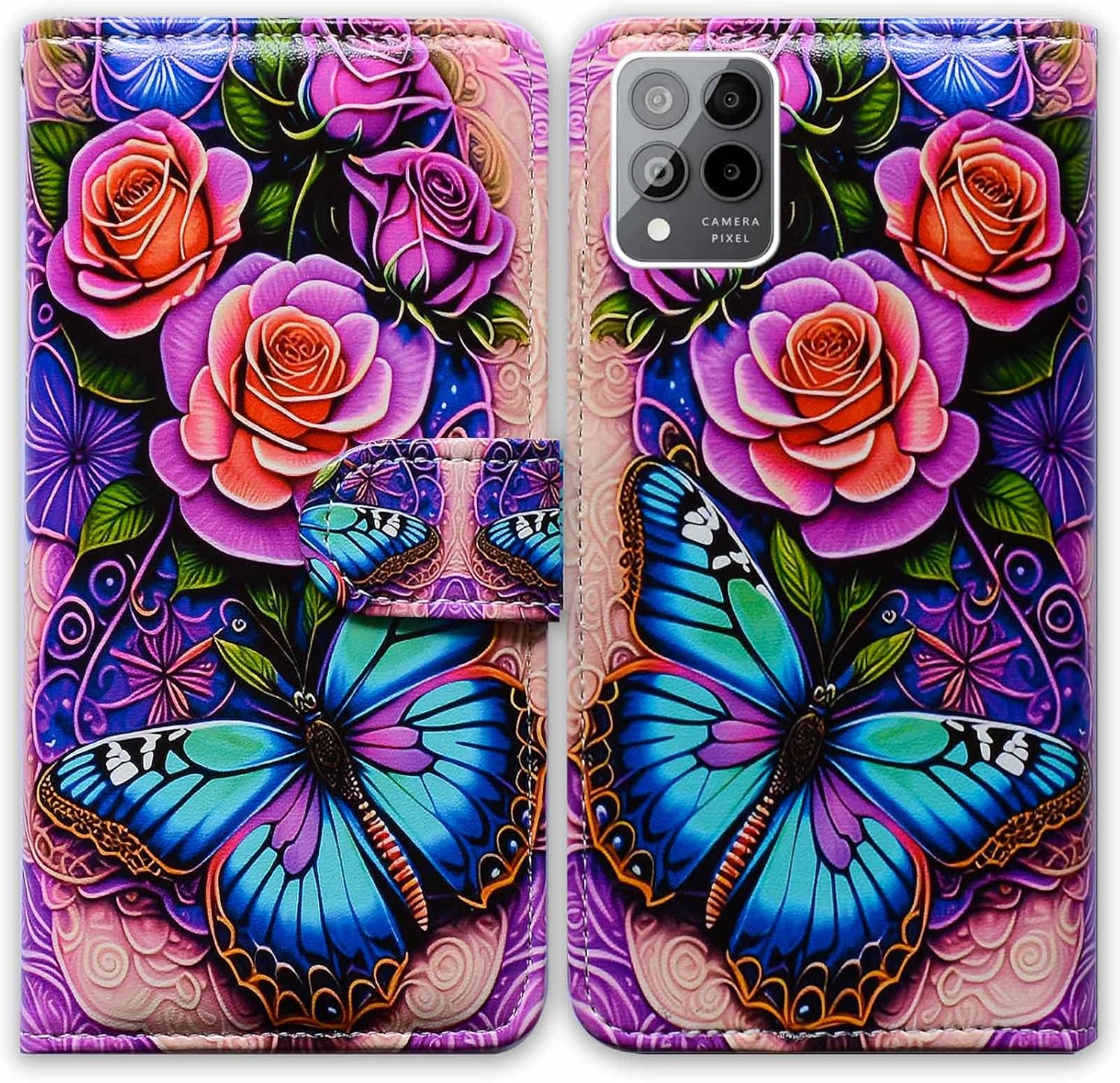 Bcov for REVVL 6X Pro 5G/REVVL 6 Pro 5G Case,Blue Butterfly