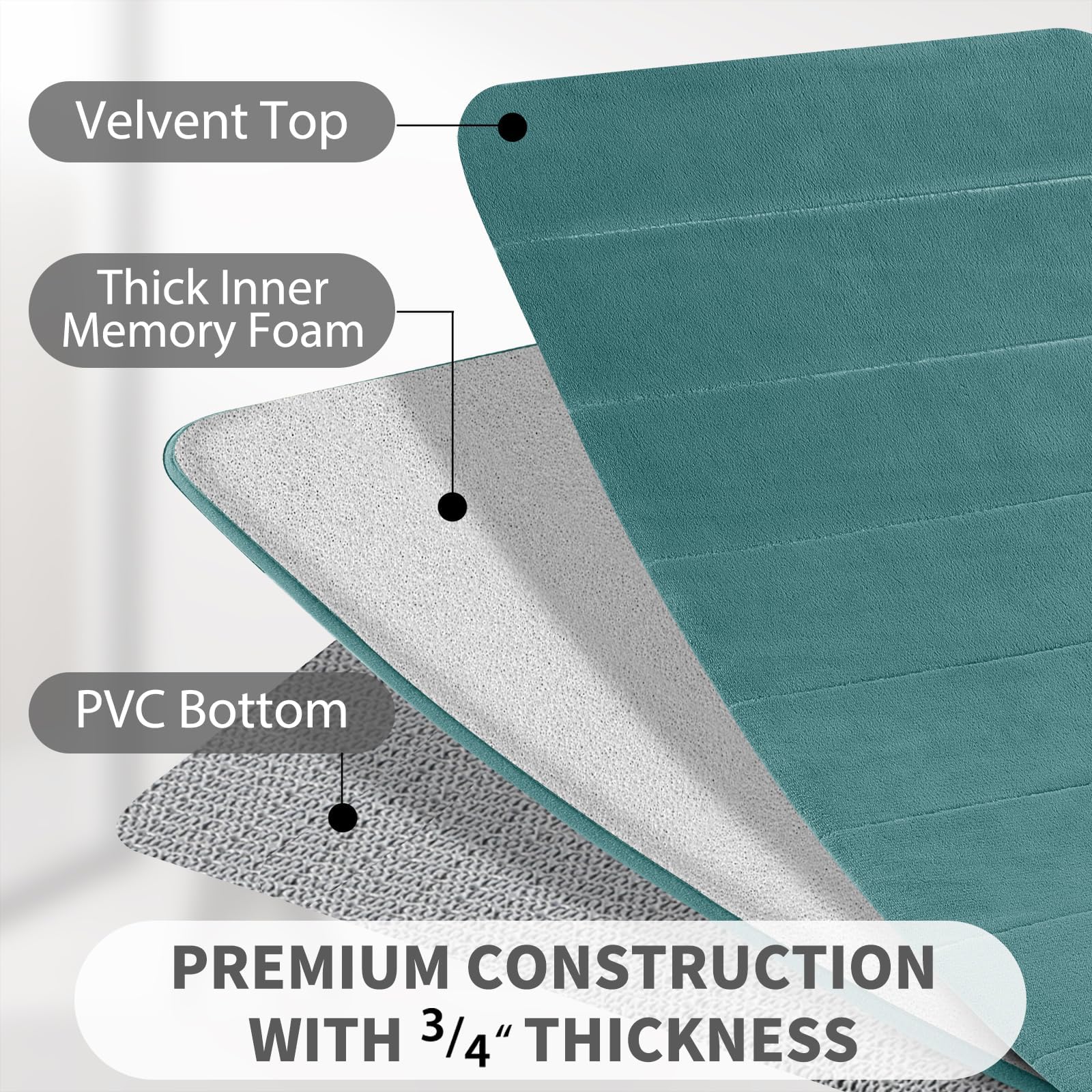 Yimobra Memory Foam Bath Mat 51 x 81 cm, Non Slip Bathroom Shower Mats, Soft and Comfortable, Super Water Absorption - Image 4