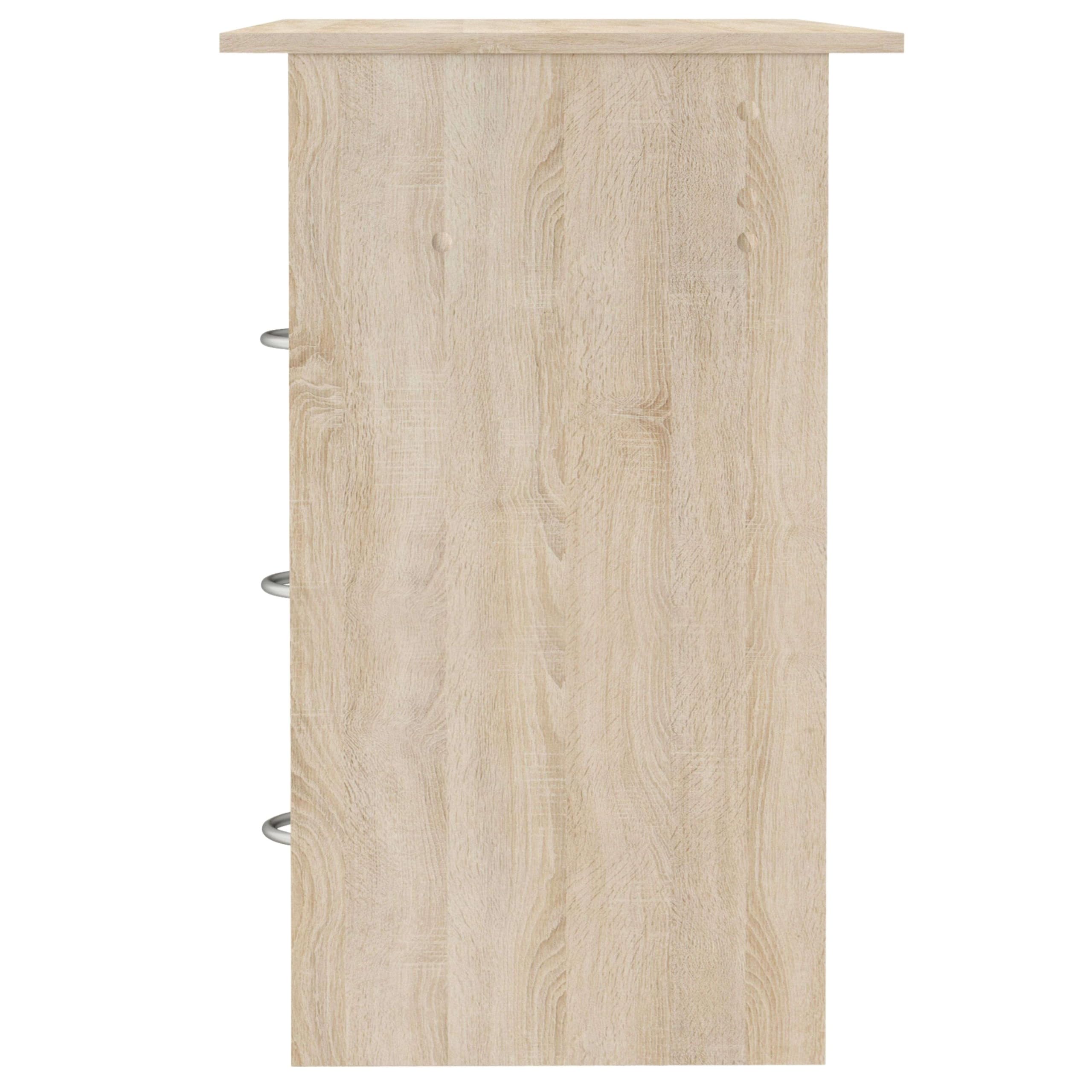 Miroytengo Mesa Escritorio Reversible 3 Cajones, Mesa Ordenador Juvenil, Roble y Blanco 123 cm