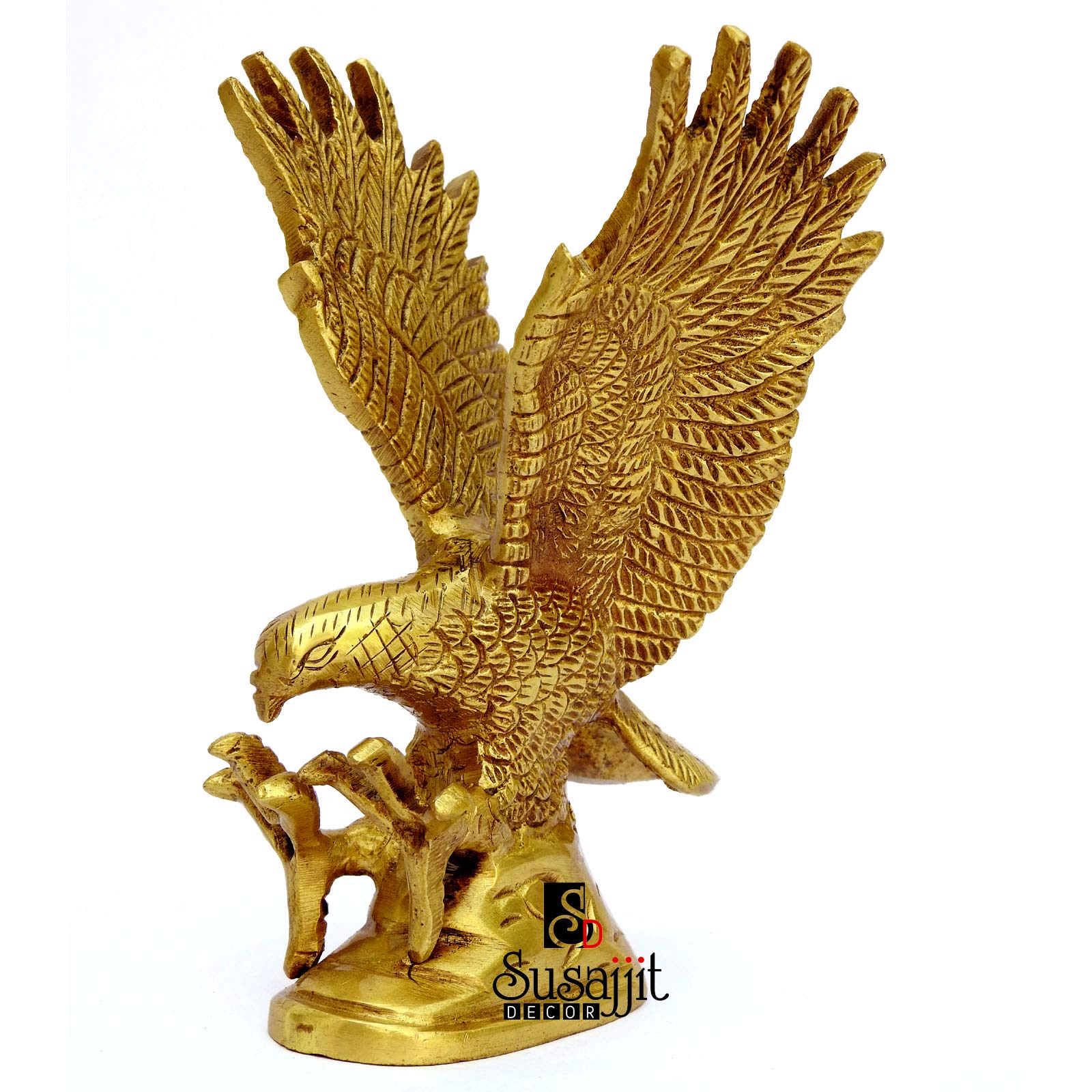 Susajjit Decorative Eagle Statue Brass Showpiece for Home and Office Decor Beautiful Fengshui Item for Gift