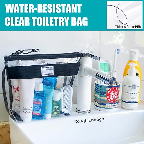 Miniatura 4 de Rough Enough - Neceser transparente, organizador de maquillaje, bolsa de cosméticos con asa de cremallera para viajes, playa, artículos esenciales,