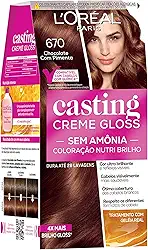 Tintura Semi Permanente Casting 6.7 Chocolate com Pimenta, Casting, 670 Chocolate com Pimenta, Casting Creme, Pacote de 6