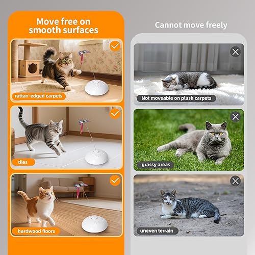 Miniatura 2 de Juguete interactivo automático 3 en 1 para gatos de interior, mariposa en movimiento y plumas brillantes, cola rápida, juguetes recargables de