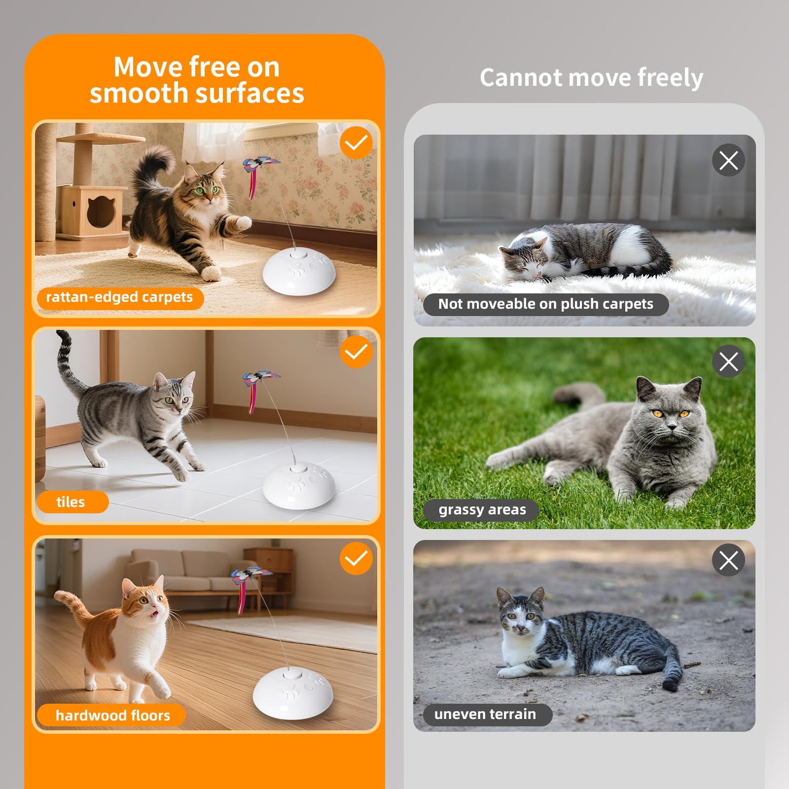 Giocattolo per gatti 3 in 1: farfalla in movimento automatico e coda di piuma luminosa, giocattolo interattivo ricaricabile per gatti da interno