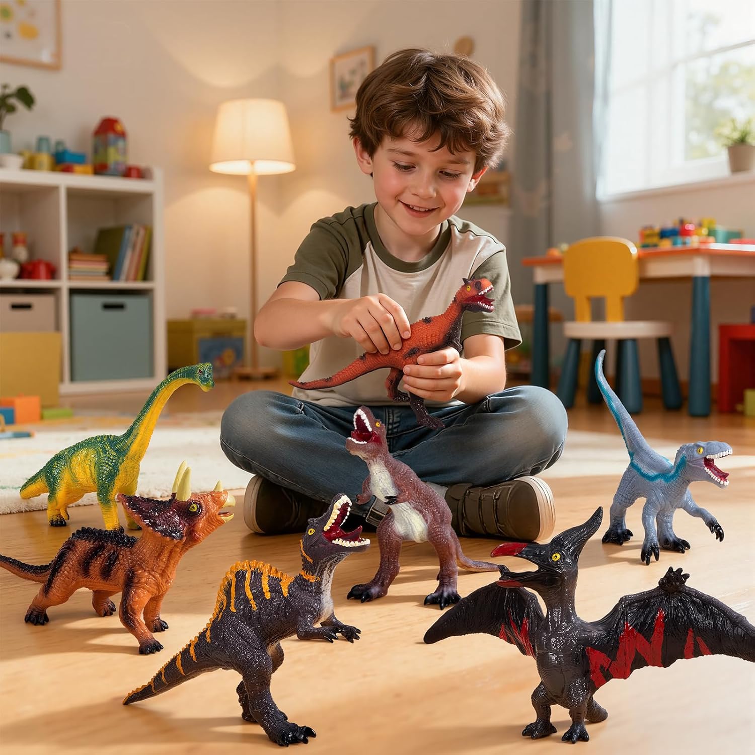 BotZilla 7 Piece Jumbo Dinosaur Toys Big Dinosaur Toy for Boys Realistic Giant Dinosaur Toys for Kids 3-5 - Perfect Dinosaur Gifts for Kids