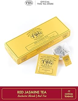 TWG Tea | Red Jasmine Tea | Rooibos Tea | Jasmine Flower | 15 Hand Sewn Cotton Teabags | Gift Set