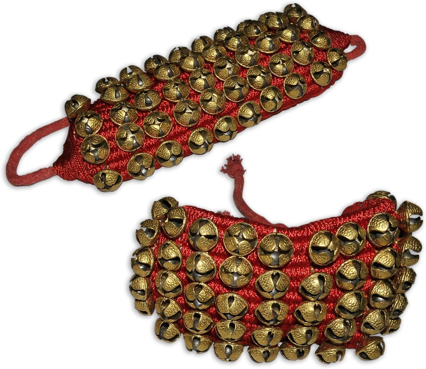 Red Pad Ghungroo Pair, 5 line of Bells Mounted on Good Quality Pads : Musical Instruments