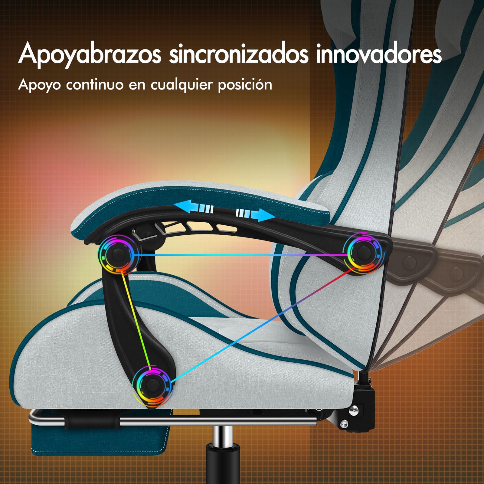 ALFORDSON Silla Gaming Ergonómica con Masaje, Silla Gamer de Oficina con Lumbar Massaggiante, Reposapiés Retráctil,Altura Ajustable,Reclinable 150°,Asiento Cómodo,Soporta 180 kg, Lino(Verde Petrolio)