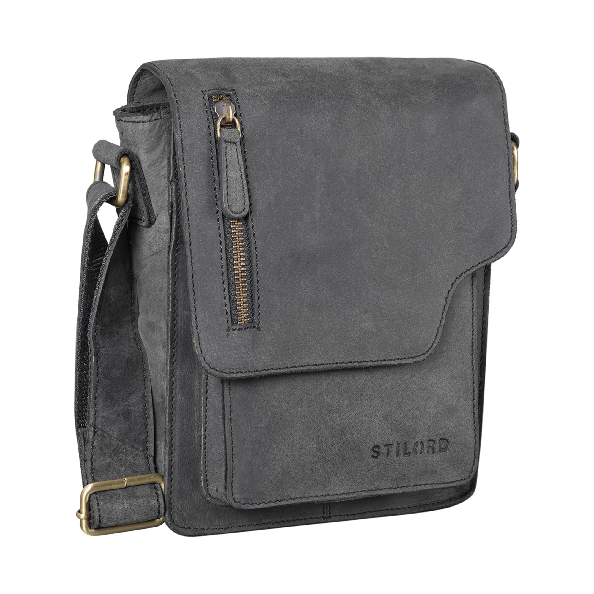 STILORD “Pete” Borsello uomo in vera pelle Borsa a tracolla piccola per Tablet da 8.4 pollici stile vintage Messenger in cuoio Colore:sella - marrone