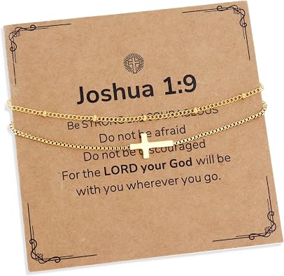 Christian Gift Golden Cross Bracelets Set for Women, Dainty Gold Bracelet Religious Faith Accessories Fashion Jewelry