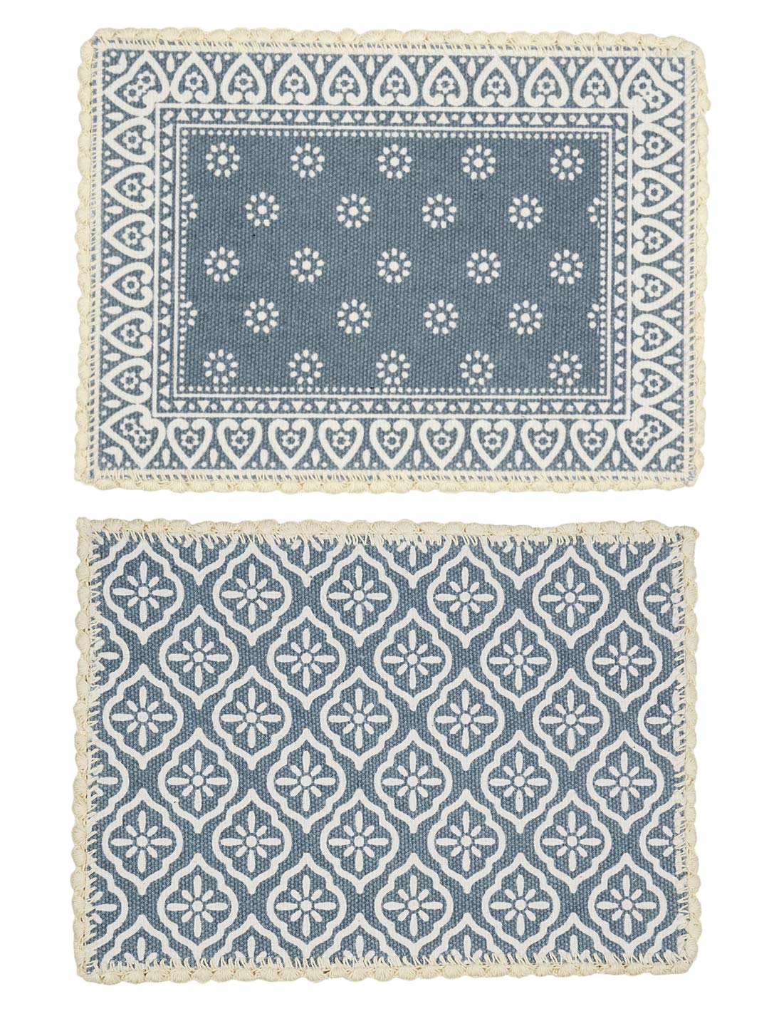 SARAL HOME EASY LIVING Decorative Jute Printed Cotton Table Placemat - Pack of 2 Pc, (33x45 Cms, Grey)-image-0