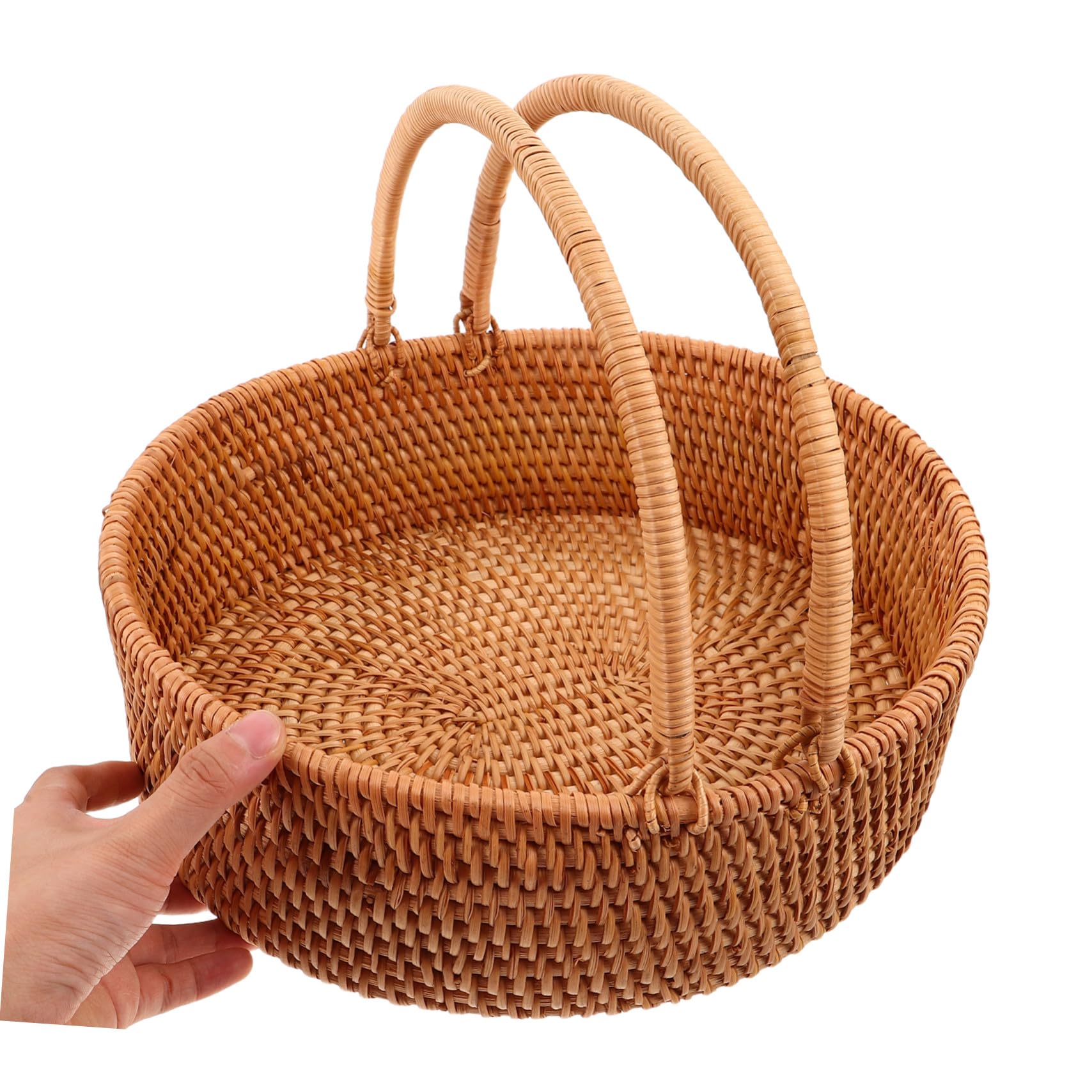 DOITOOL Cesta de Mimbre Trenzado Grande con Asa Cesta Portátil de Ratán para Picnic Almacenamiento Natural para Frutas Verduras y Dulces Organizador Multifuncional para Cocina y Exteriores