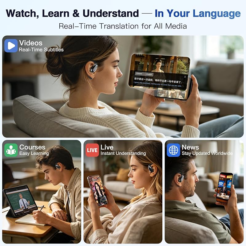 AI Translation Earbuds for Global Calls & Video Meetings, Real-Time Bidirectional Voice Translation in 40+ Languages for Travel & Business, Built-in AI Voice Recorder for Transcription & Summaries image 6