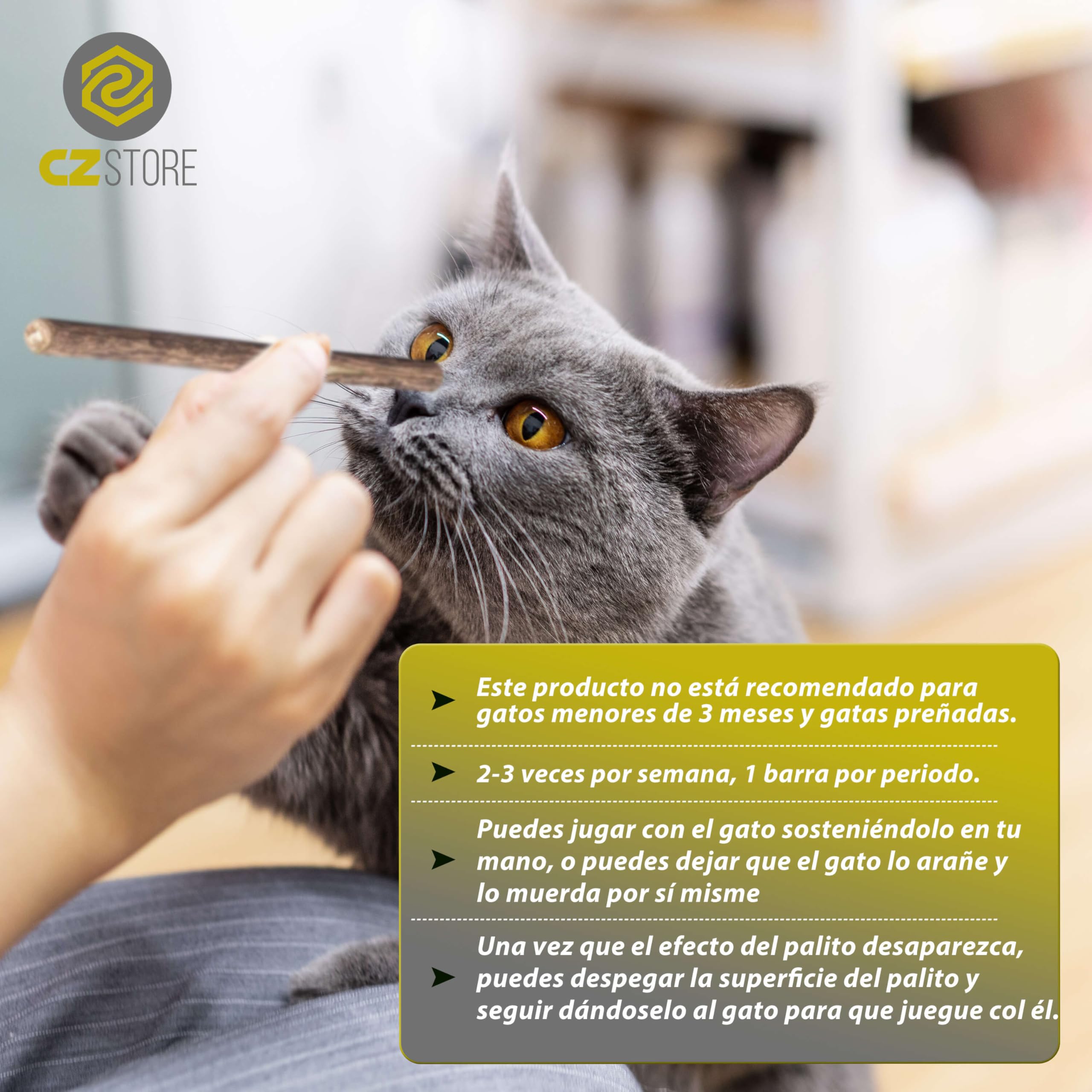 Palitos Matatabi | Pack DE 6 | ✮GARANTÍA DE por Vida✮ - Juguete Reusable con Hierba Gatera Calmante para Gatos y Gatitos - Higiene Bucal, Aliento - Sabor Menta, Madera Natural Orgánica