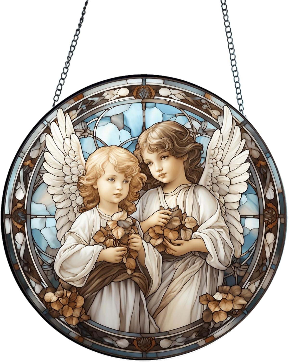 Amazon.com : Fairy Angel Stained Glass Window Hanging, 8''/20CM ...