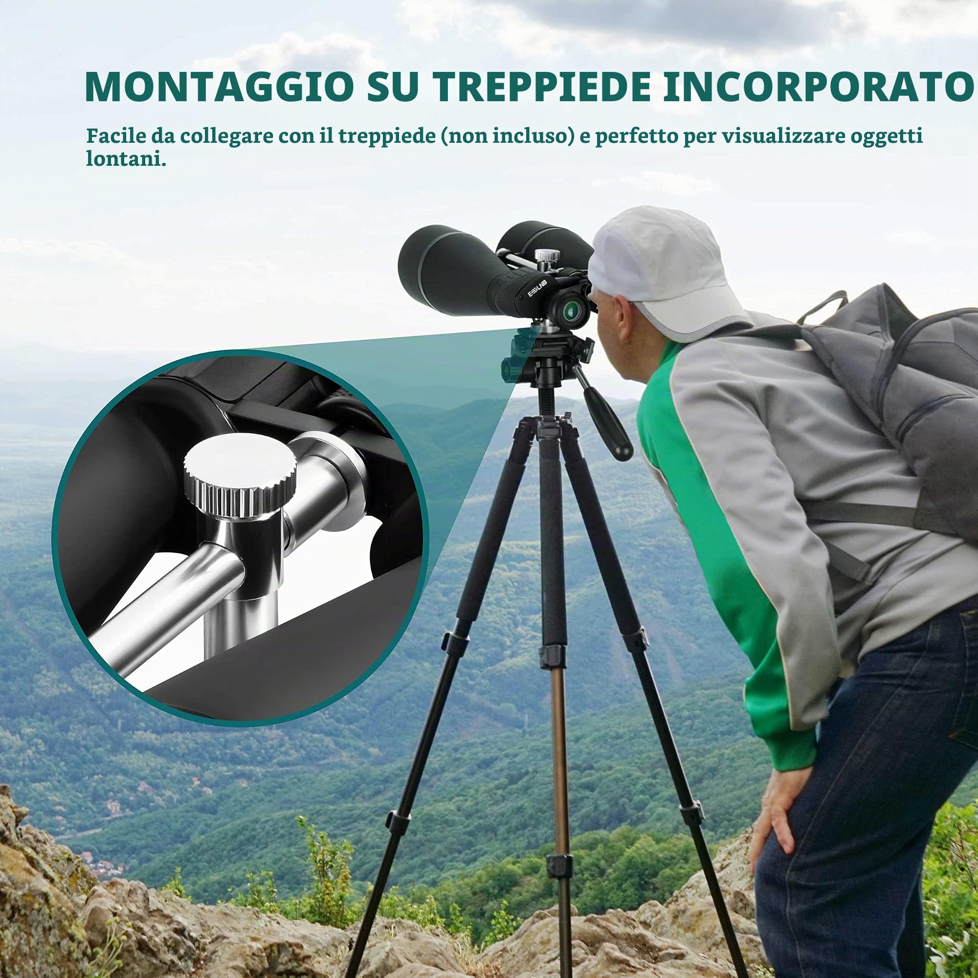 ESSLNB 15-30X80 Binocoli Astronomici con Supporto per Treppiede Incorporato Binocolo Gigante Con Adattatore del Telefono e Custodia per Bird Watching Caccia e Stargazing