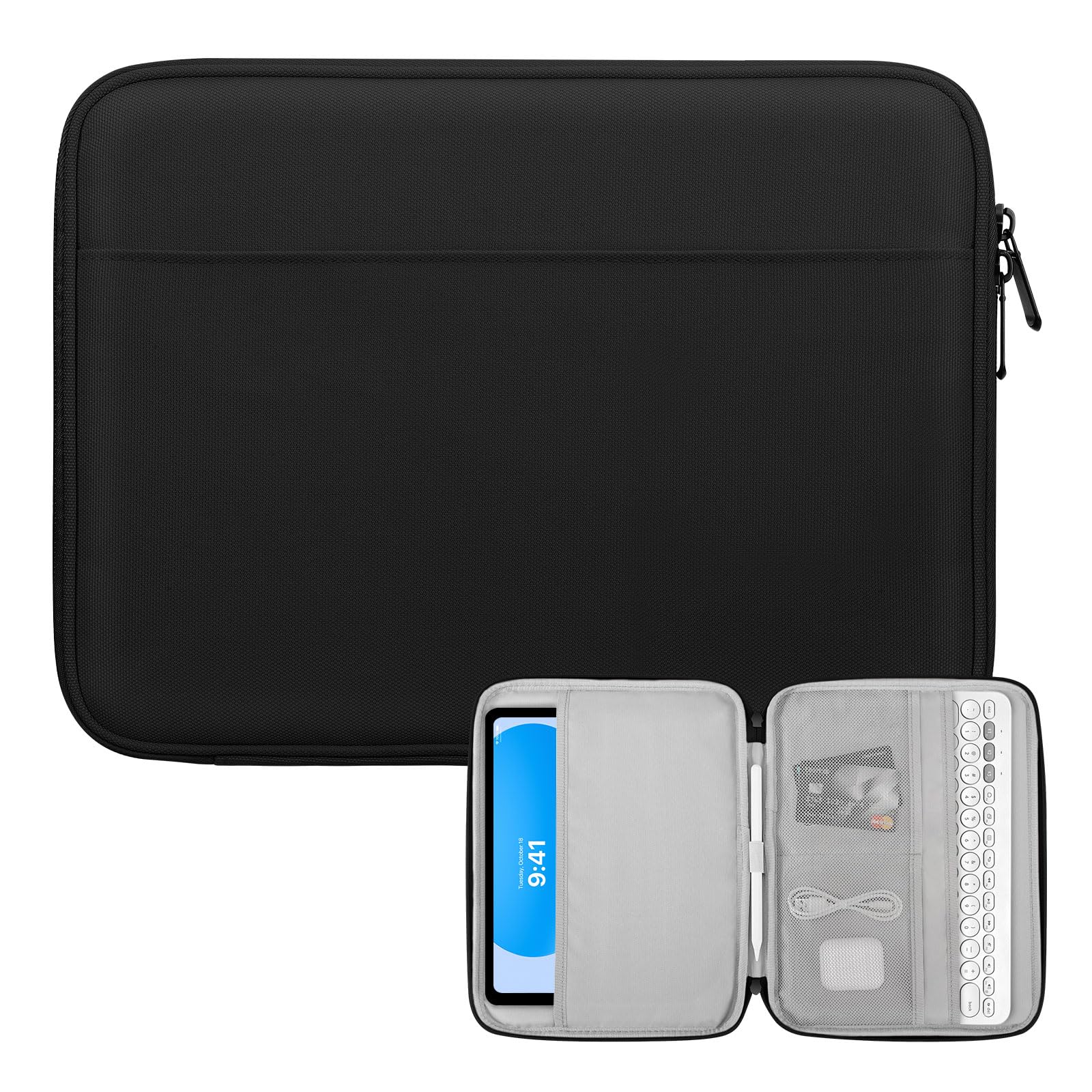 Dadanism 9-11" Custodia Borsa Protettiva per iPad (A16) 11", iPad Air 11" M4/M3, iPad Pro 11" M5/M4, iPad 10a Gen/Air 5 10,9", iPad 9/8/7a Gen 10,2", Galaxy Tab A11+ 11", Tab M11 11", Nero