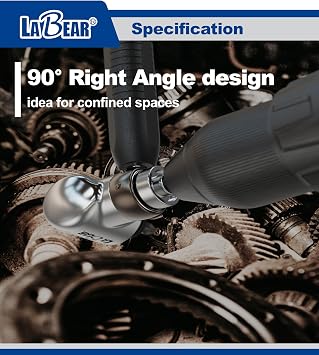 LABEAR 90 Right Angle Drill Attachment, 1/4 Hex Adapter with Handle