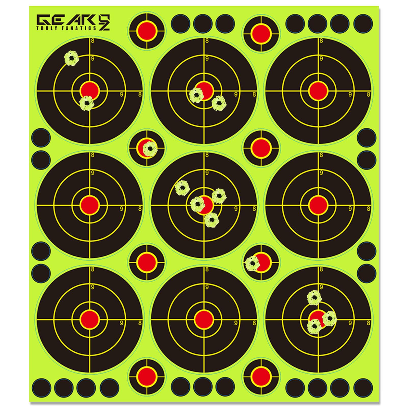3” Bullseye Splatter Target Stickers, 90-225 PCS Reactive Shooting Paper Targets, 10/25 Sheets/Pack Adhesive Shooting Targets for BB Pellet Gun Airsoft Rifle Shooting Practice, Yellow Impact
