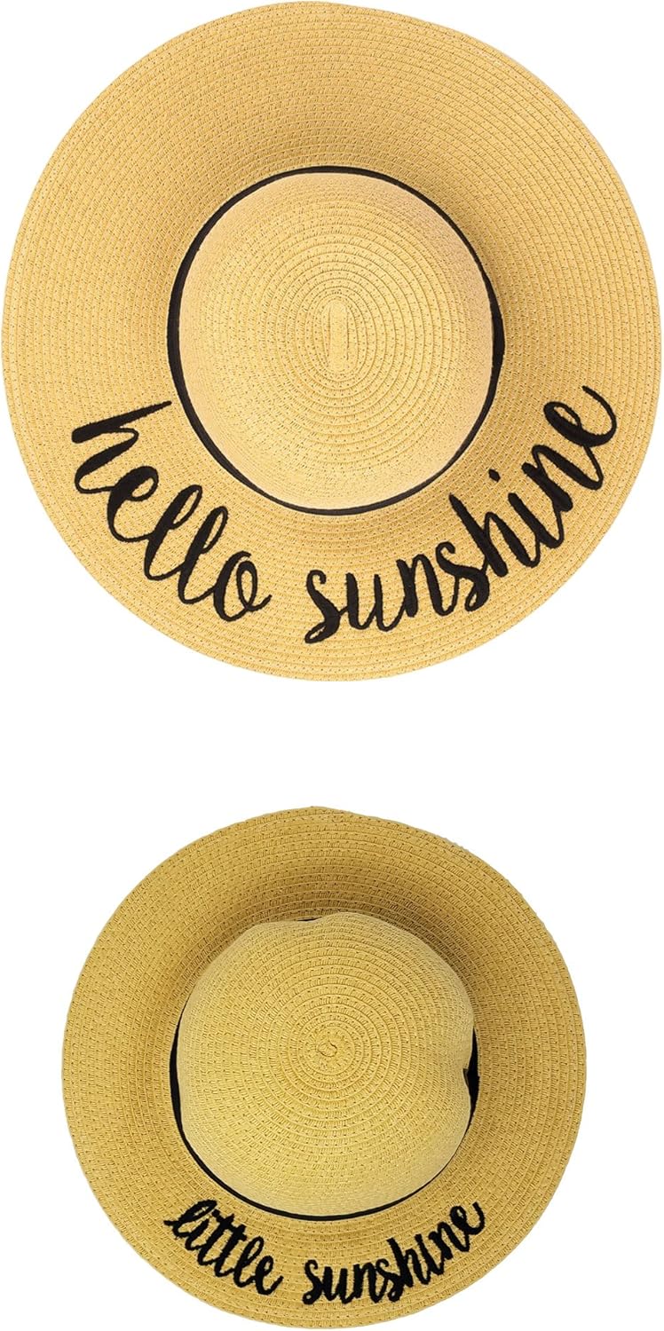 Funky Junque Mom and Daughter Sun Hat Set Embroidered Floppy...