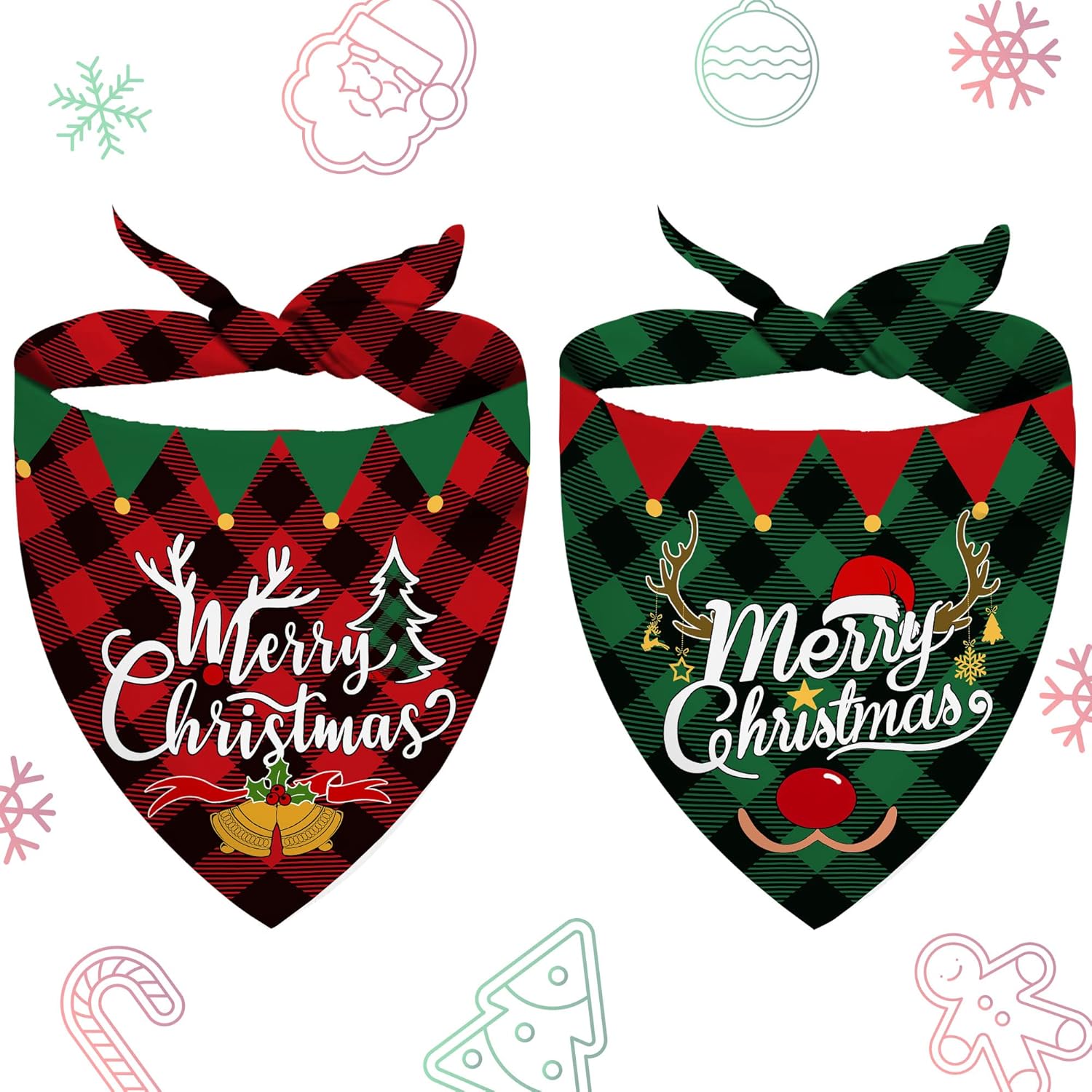 Dog Christmas Bandanas, Merry Christmas Small Dog Bandanas