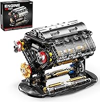 BseSparklion Mini V8 Engine Model Kit 502 PCS - Manual Joystick Building Blocks, STEM Toy for Teens Adults, Lego Compatible