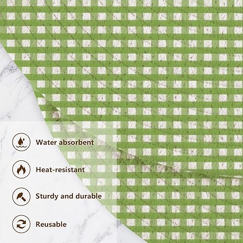 Miniatura 3 de Green Gingham Heat Resistant Hot Pad Large Trivet Mat for Hot Dishes Heat Resistant Pad for Cooking Pot Hot Water Pad Kitchen Pan Protector 3 Pcs