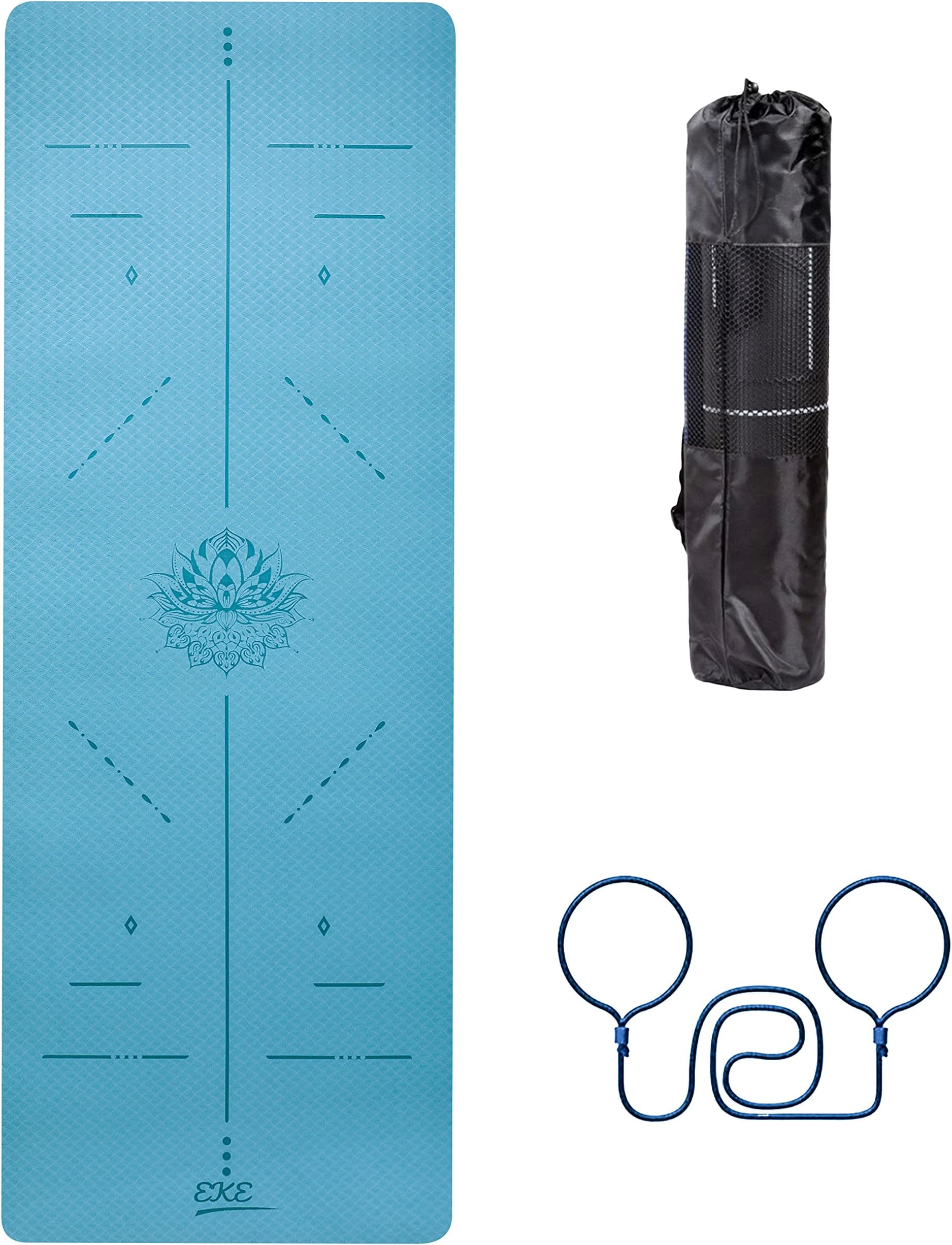 EKE Yoga Mat with lotus Alignment Lines NonSlip Sweatproof Surface