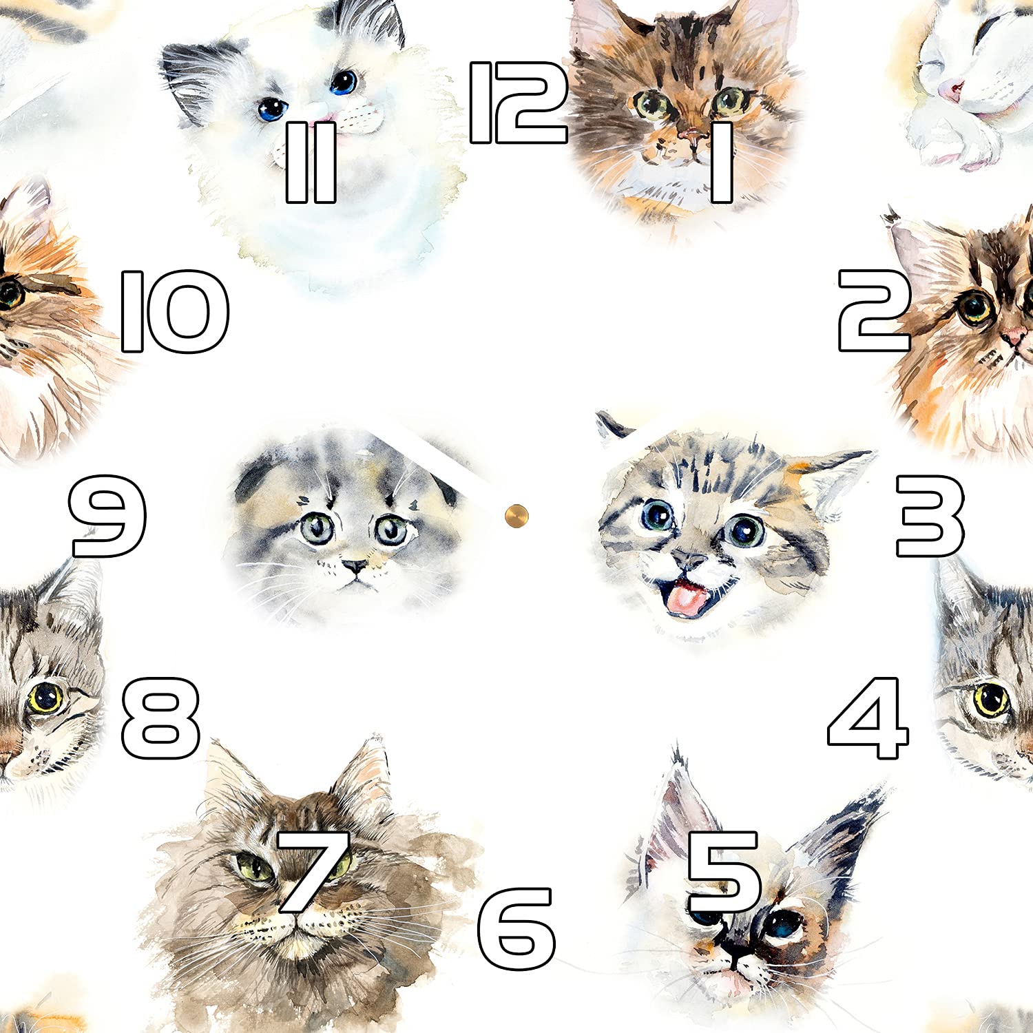 Horloge en verre 30x30 cm Coloray lisible et durable animaux chats