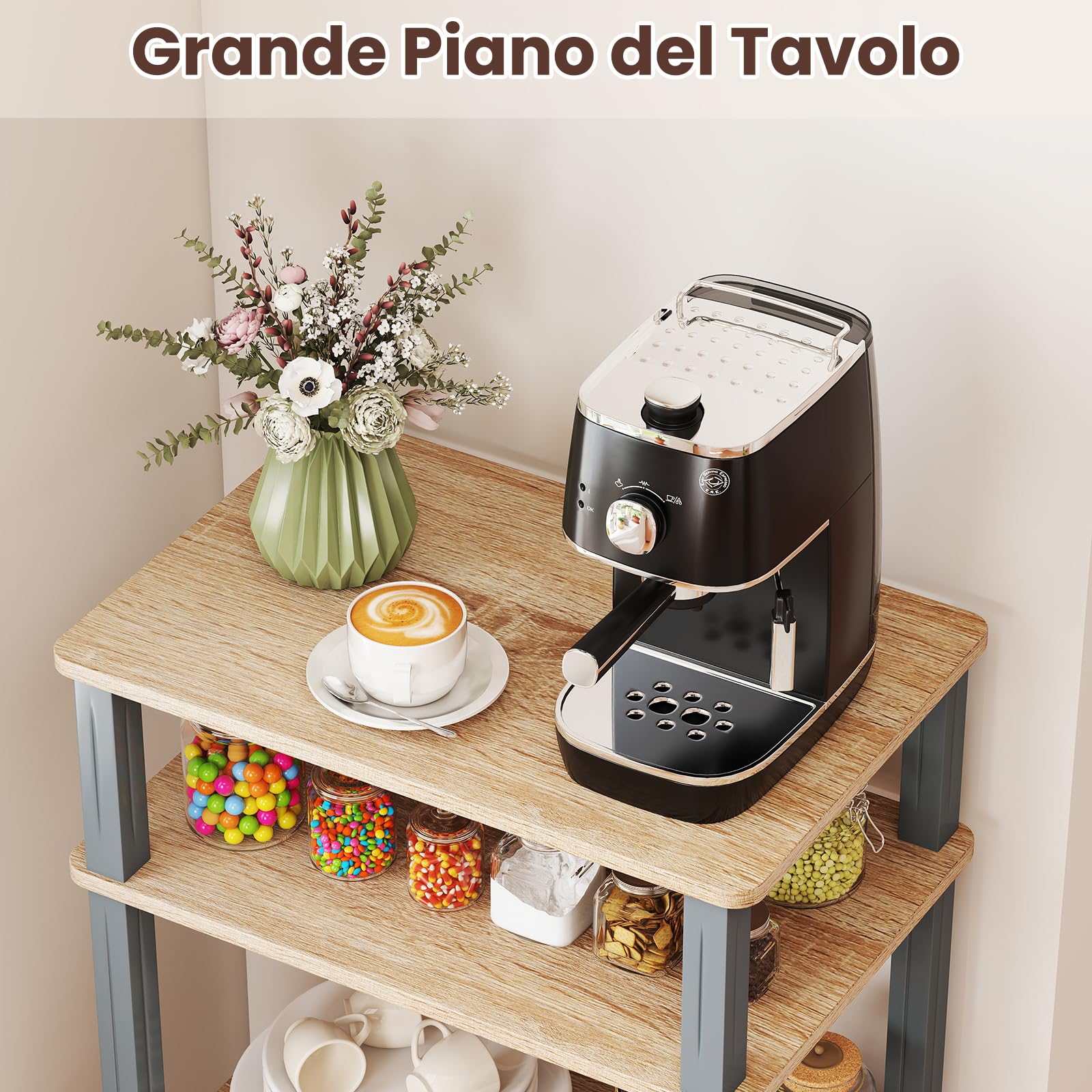 COSTWAY Scaffale da Cucina per Microonde Carrello da Cucina, con Ruote e 2 Ante, Multifunzionale e Movimento Flessibile, 60x40x98 cm (Naturale)