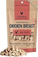 Vital Essentials Freeze-Dried Raw Chicken Breast Dog Treats - Single Ingredient Grain-Free Training Rewards 2.1 oz