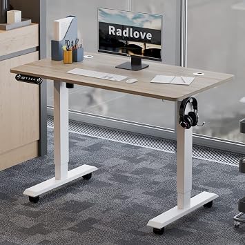 Radlove Computer Desk, Electric Elevation Desk, Electric Computer Desk, Gaming Desk, Electric Elevation Standing Desk, Standing Desk, Adjustable Height with Memory Function, Width 47.2 x Depth 23.6 inches 120 x 60 cm, Height 28.0 - 46.1 inches 71 - 117 cm