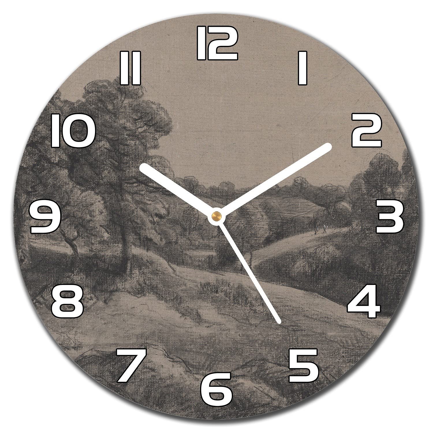 Horloge en verre 30 cm cuisine salon moderne aiguilles blanches murale