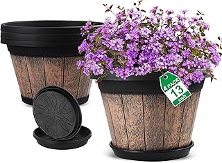 Top 10 Best Durable Flower Pots For Outdoor Balcony review 4 Quarut Large Plastic Planter Pots with Drainage