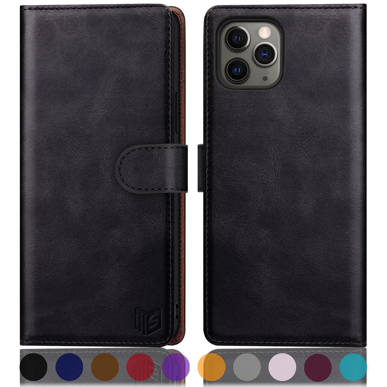 SUANPOT for iPhone 11 Pro 5.8"(Non 11 6.1"/11 Pro Max) with RFID Blocking Leather Wallet case Credit Card Holder, Flip Folio Book Phone case