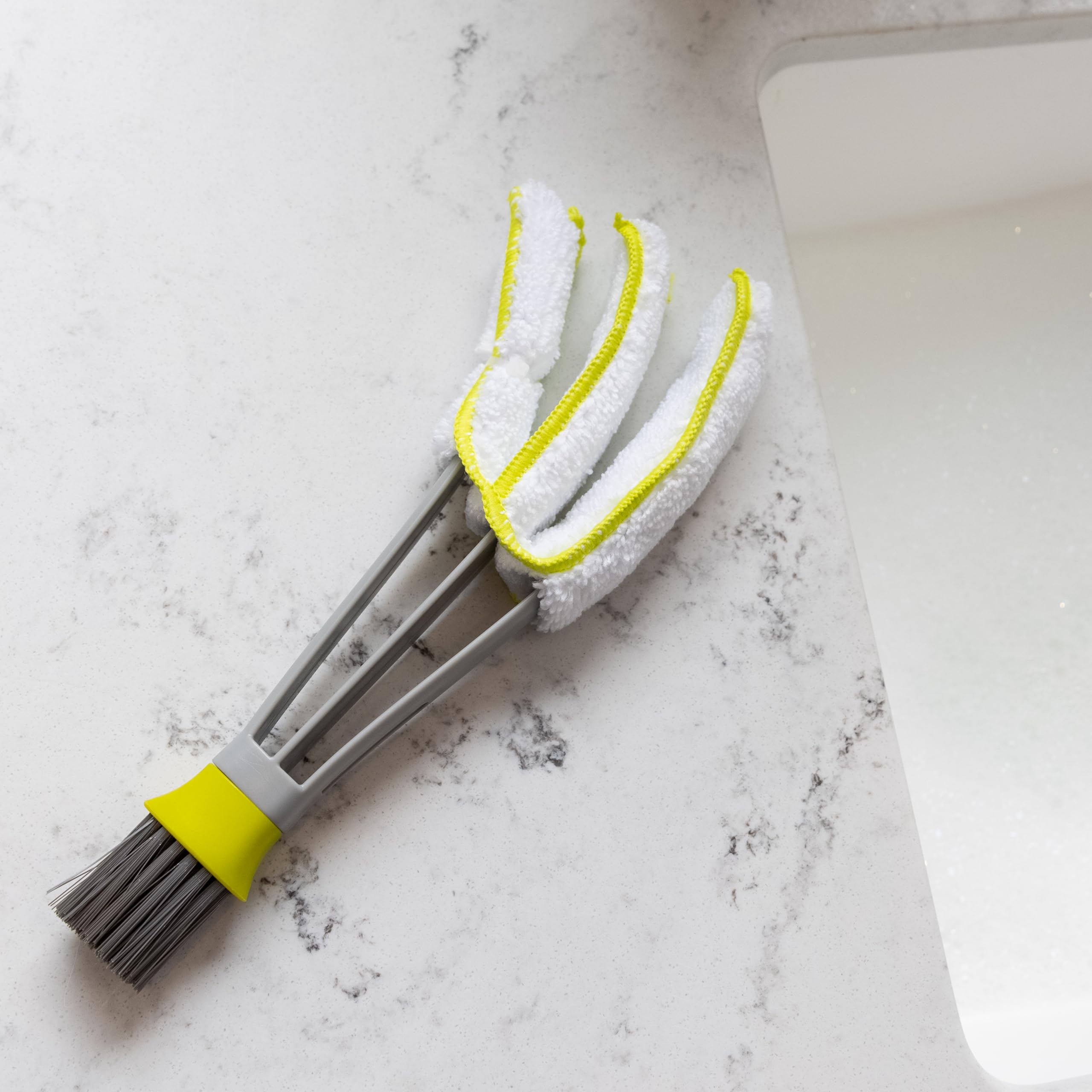 Kitchen Craft Pulitore Microfibra per Tende veneziane, persiane e Prese d'Aria, Grey/Green, 24.5 x 9 x 4 cm