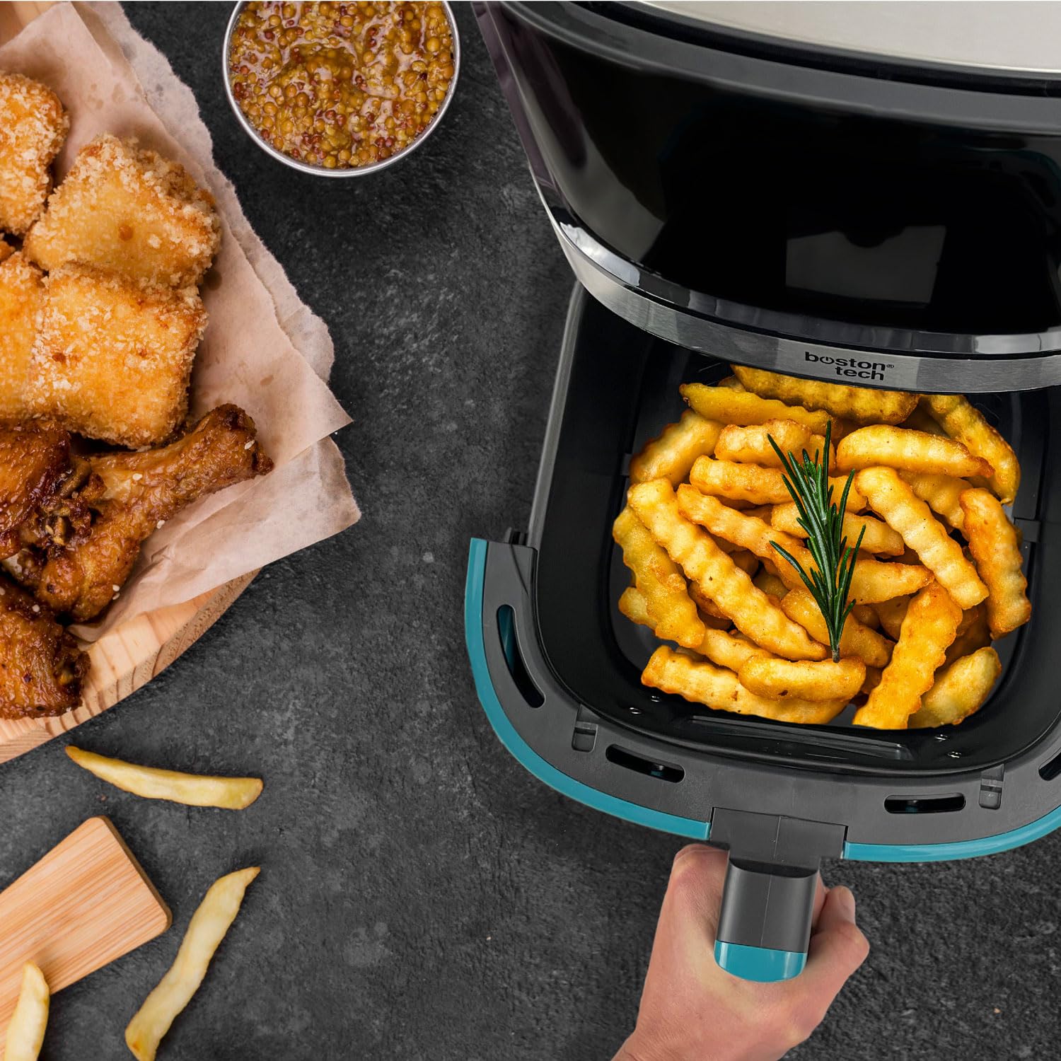 EUDAI Freidora de Aire 6.5L, Freidora sin Aceite con Ventana, 8 programas, Pantalla LED, Control Táctil, Temperatura Regulable, Cesta Antiadherente, Temporizador, 1700W, Incluye Recetario, Acero Inox.