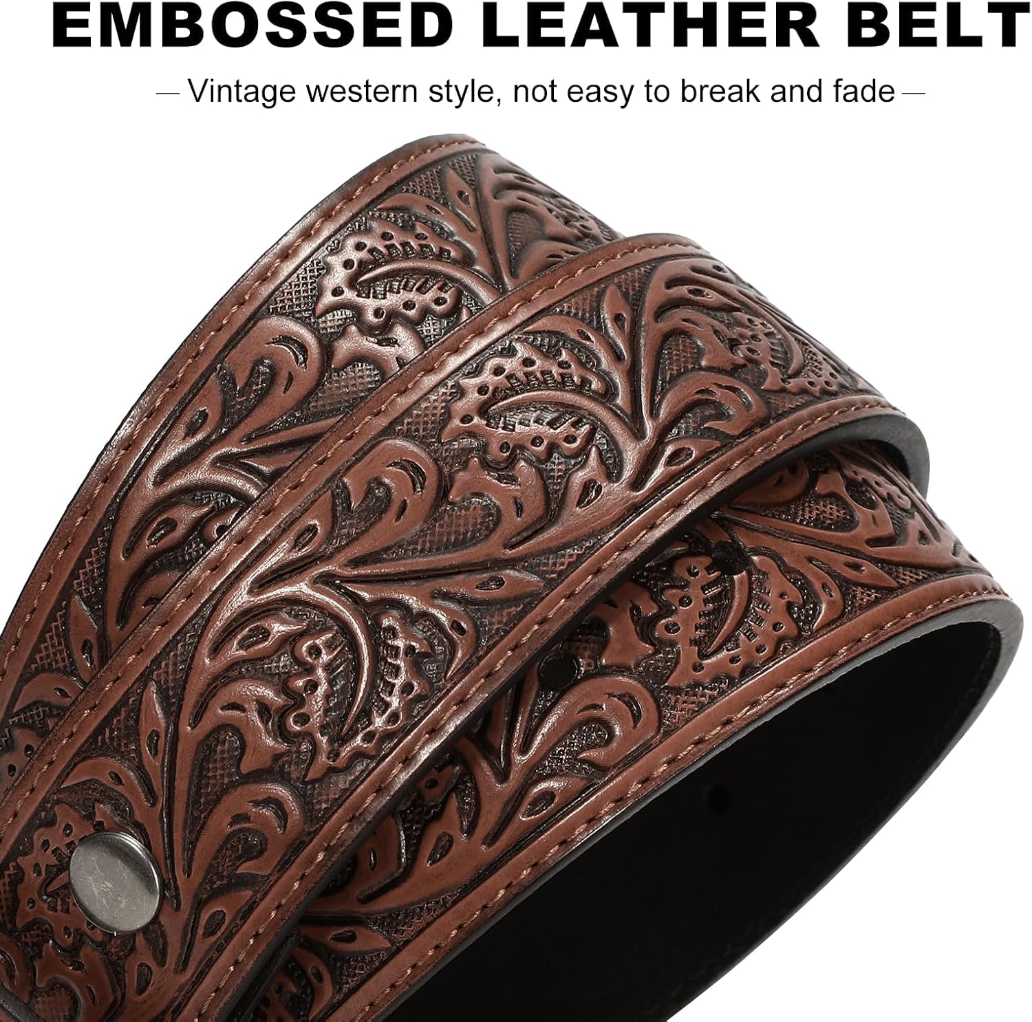 Cowboy Western Belts for Men Women, Mens Western Cowboy Belt Embossed Belt Bull Buckle for Jeans Gifts Christmas
