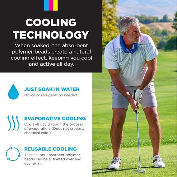 KOOLGATOR Evaporative Cooling Neck Wrap Reusable Neck Cooler with Long Lasting Relief During Hot Weather Activities, Sports, Outdoor Work, Water Drops, 1 Pack