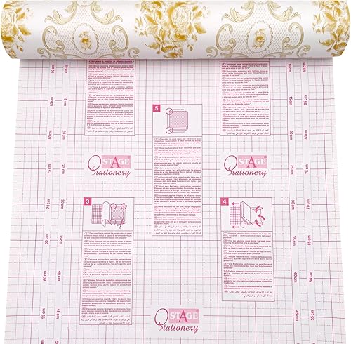 Miniatura 4 de Yifely Revestimiento autoadhesivo de damasco dorado para cajones, organizador de armarios, papel de forro fácil de quitar, 17.8 pulgadas por 9.8 pies