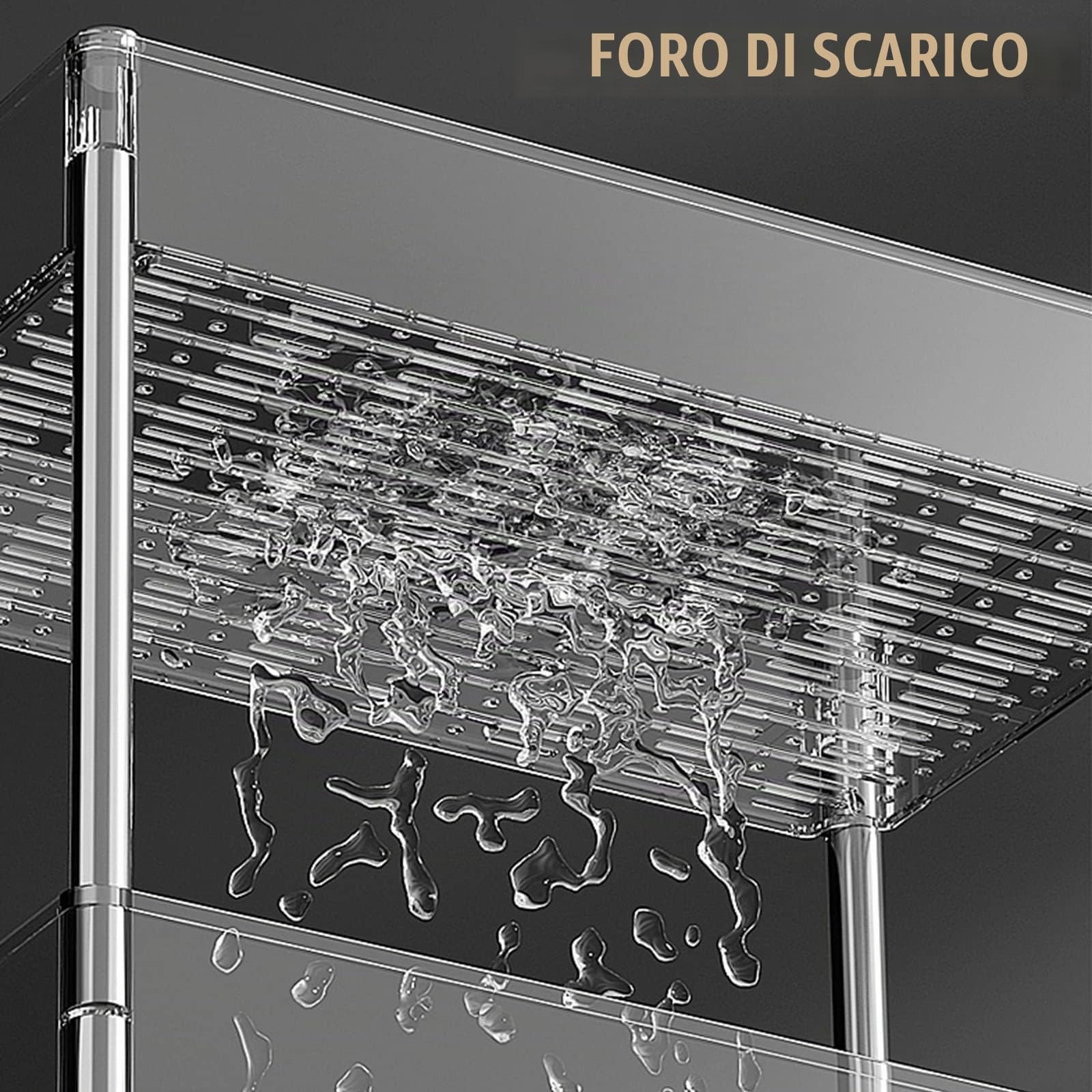 Carrello Portaoggetti Trasparente Con Rotelle, Carrello Multiuso Mobile Per L'organizzazione Del Bagno Con Ripiano Da Cucina A 2-4 Livelli,13.8" Lx9.1 Wx33.8 H,Clear