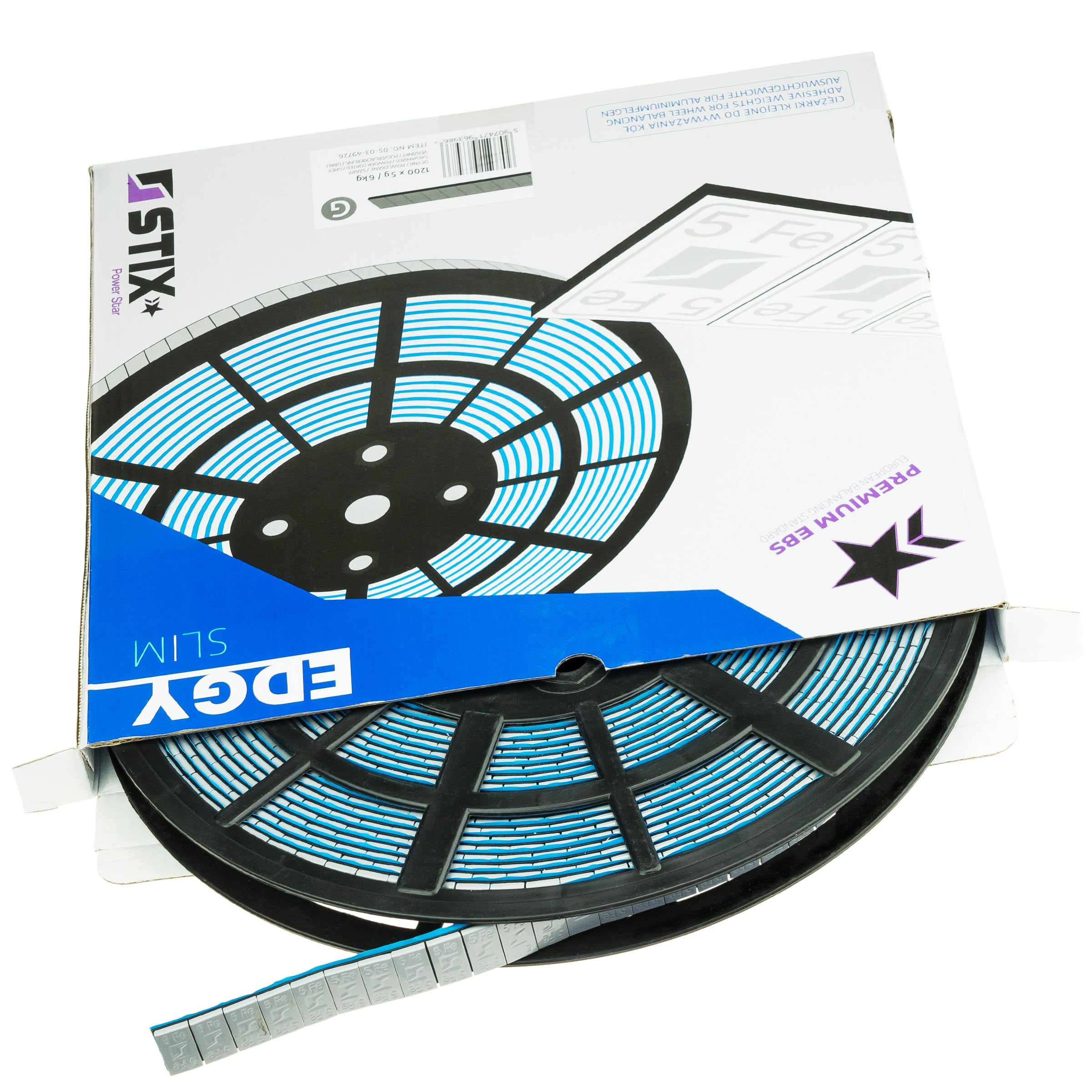 Stix Automotive Equipment - Pesi Adesivi di bilanciamento - Rotolo da 6 kg - 1200 x 5 g - Edgy - Slim - Autoadesivo