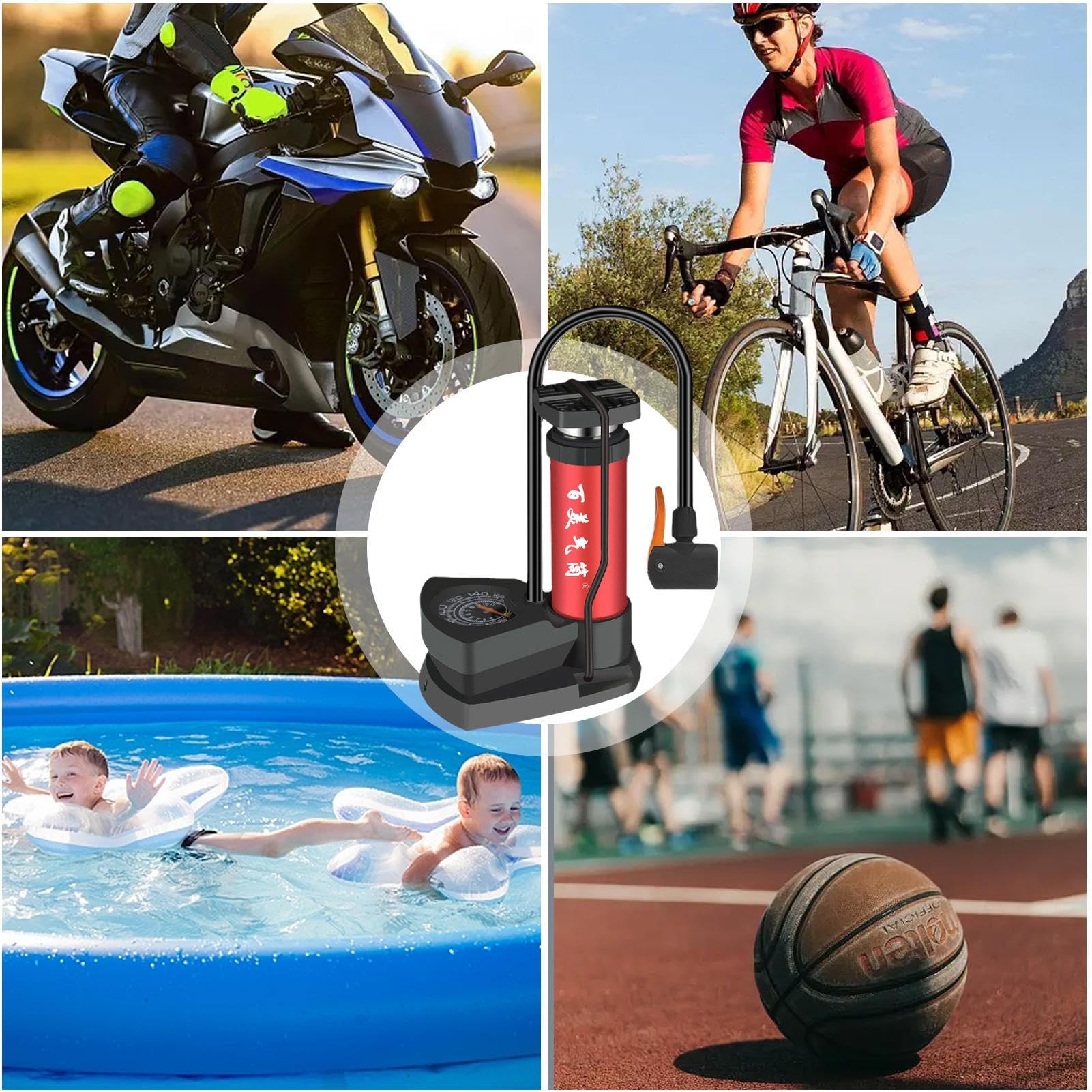 Pompe à Vélo Compacte Avec Manomètre - Gonfleur Haute Pression Portable En Alliage D'Aluminium