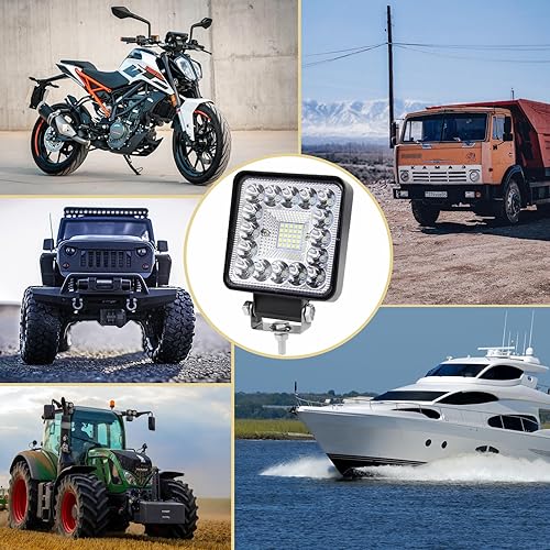 Miniatura 7 de Fancemot 10 luces LED para cápsulas, luces LED de 4 pulgadas, focos LED cuadrados para conducción todoterreno, luces LED de 120 W para camión, ATV,