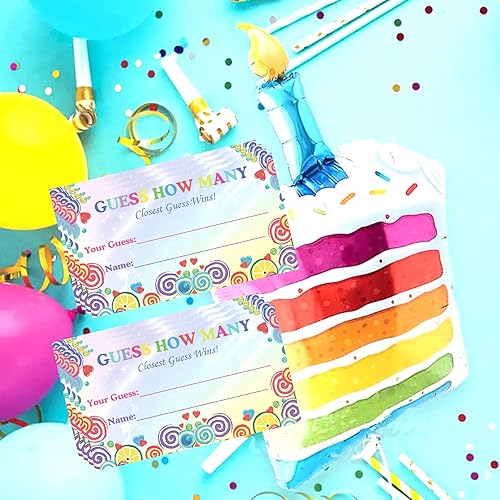 Miniatura 6 de wootile Paquete de 100 tarjetas de juego de adivinanzas de caramelos, juego de adivinanzas de 2 x 3.5 pulgadas, adivina cuántos juegos de género